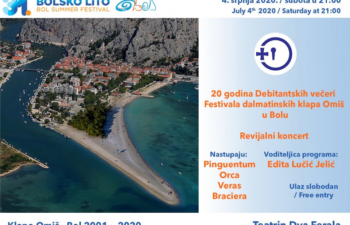 20 godina Debitantskih večeri Festivala dalmatinskih klapa Omiš u Bolu